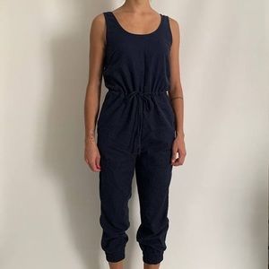 ANTHROPOLOGIE Drew Anthro Navy Blue Sleeveless Cropped Jogger Jumpsuit